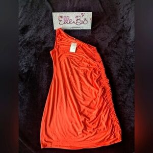 NWT A New Day Orange One Shoulder Dress L